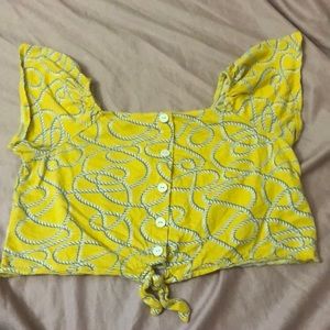 Zara kids size 10 crop top yellow button down